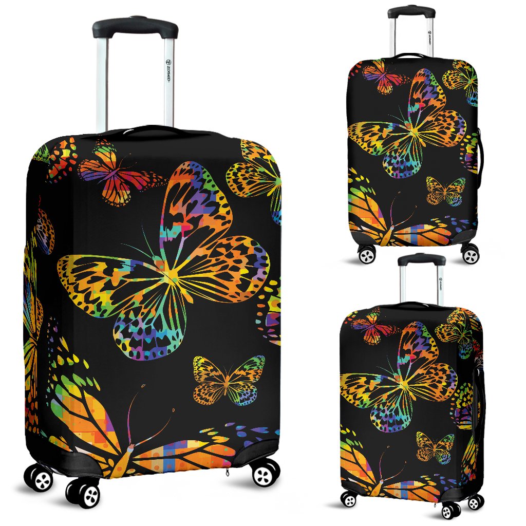 Butterfly Neon Color Print Pattern Luggage Cover Protector