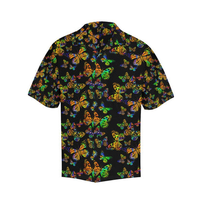 Butterfly Neon Color Print Pattern Men Aloha Hawaiian Shirt