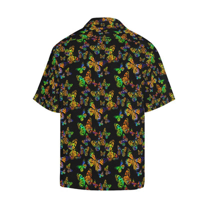 Butterfly Neon Color Print Pattern Men Aloha Hawaiian Shirt