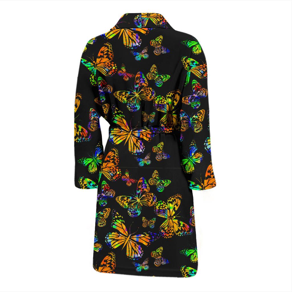 Butterfly Neon Color Print Pattern Men Bath Robe-JTAMIGO.COM