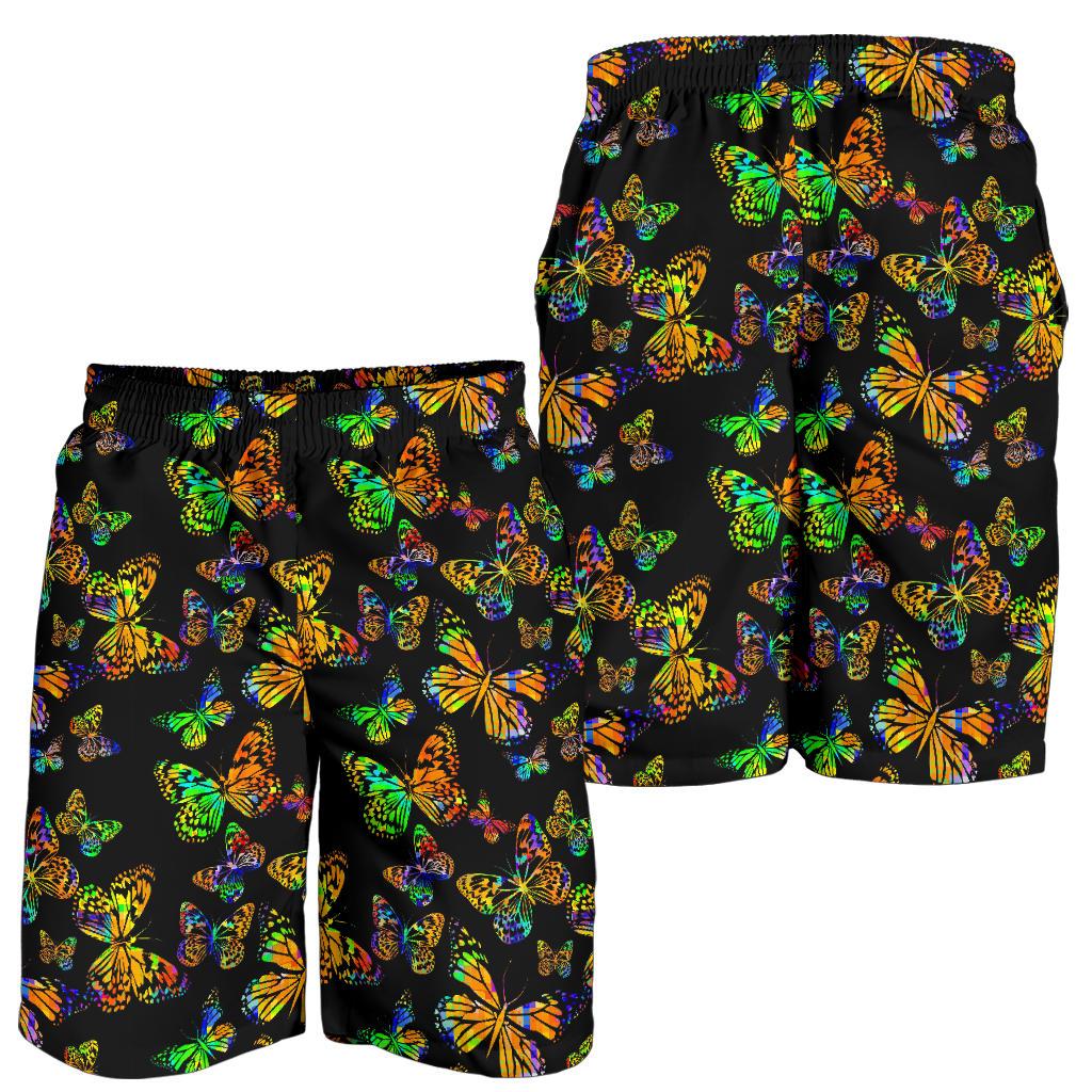Butterfly Neon Color Print Pattern Mens Shorts-JTAMIGO.COM
