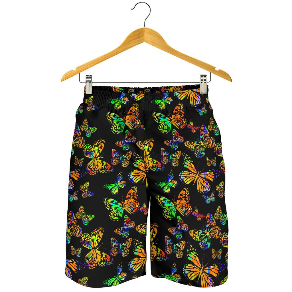 Butterfly Neon Color Print Pattern Mens Shorts-JTAMIGO.COM