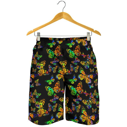 Butterfly Neon Color Print Pattern Mens Shorts-JTAMIGO.COM