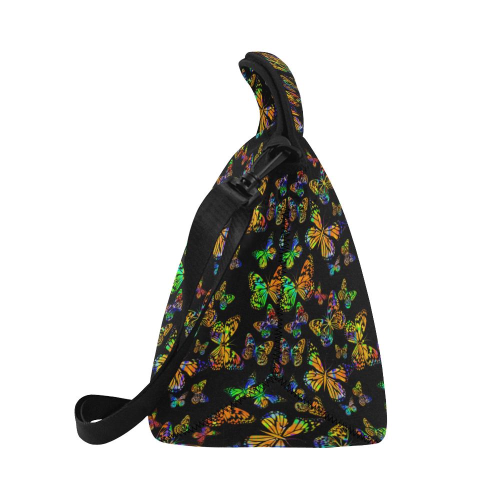 Butterfly Neon Color Print Pattern Neoprene Lunch Bag (Model 1669)(Large)-JTAMIGO.COM