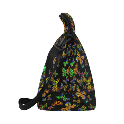Butterfly Neon Color Print Pattern Neoprene Lunch Bag (Model 1669)(Large)-JTAMIGO.COM