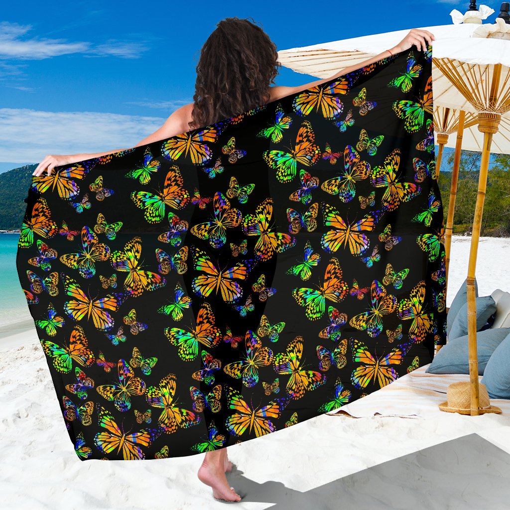 Butterfly Neon Color Print Pattern Sarong Pareo Wrap