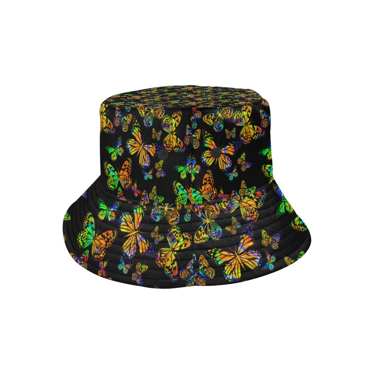 Butterfly Neon Color Print Pattern Unisex Bucket Hat