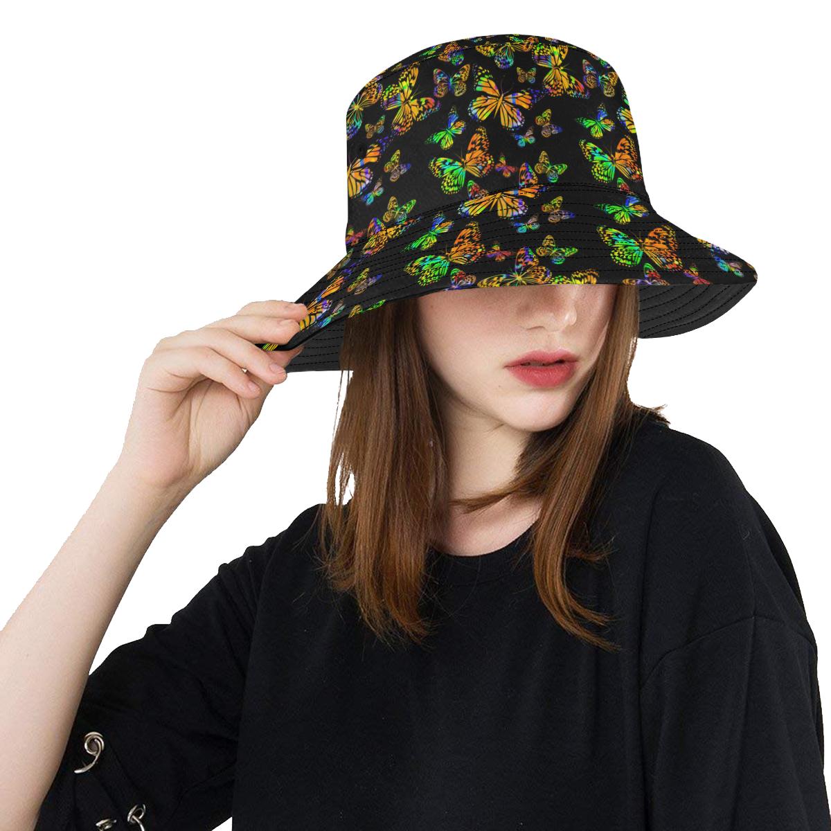 Butterfly Neon Color Print Pattern Unisex Bucket Hat