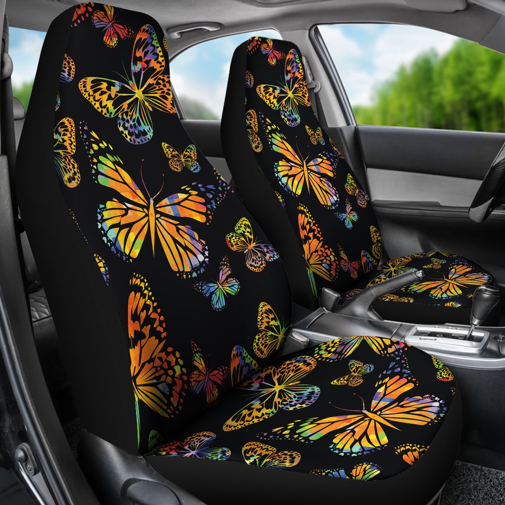 Butterfly Neon Color Print Pattern Universal Fit Car Seat Covers