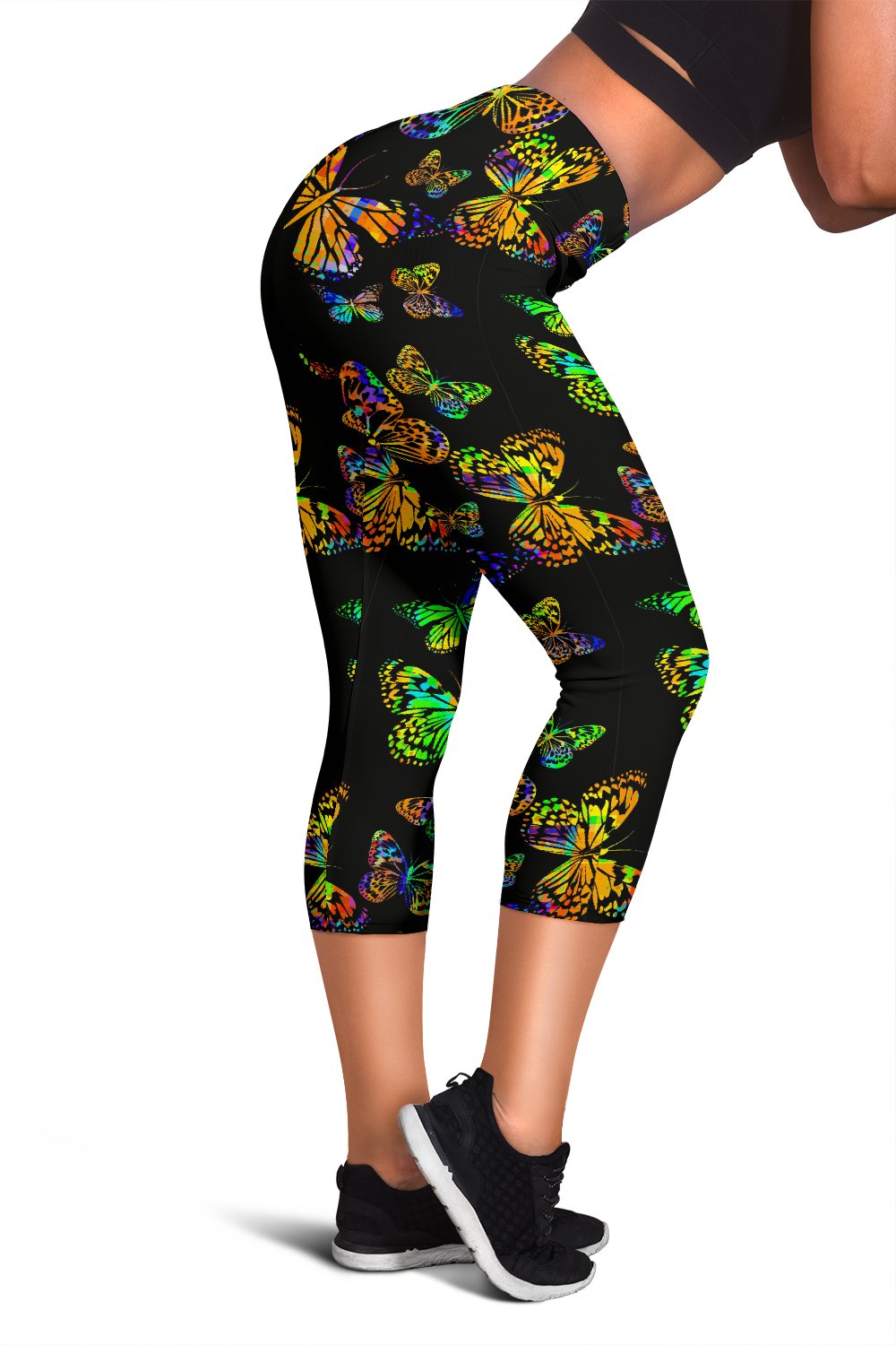 Butterfly Neon Color Print Pattern Women Capris