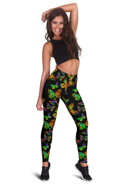 Butterfly Neon Color Print Pattern Women Leggings
