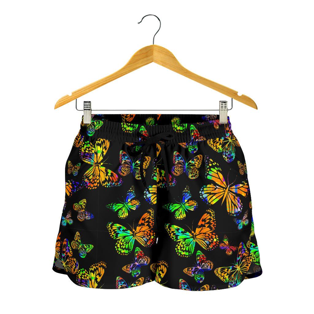 Butterfly Neon Color Print Pattern Women Shorts-JTAMIGO.COM