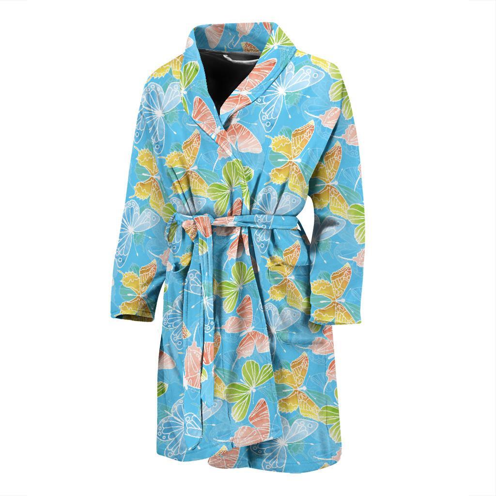 Butterfly Pattern Print Design 05 Men Bathrobe-JORJUNE.COM