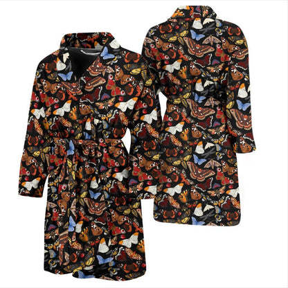 Butterfly Pattern Print Design 08 Men Bathrobe-JORJUNE.COM