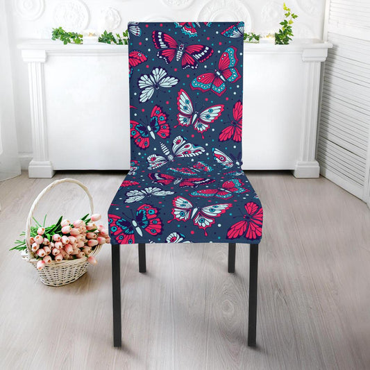Butterfly Red Deep Blue Print Pattern Dinning Chair Slipper-JTAMIGO.COM