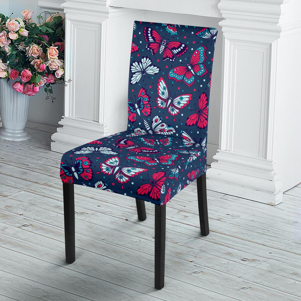 Butterfly Red Deep Blue Print Pattern Dinning Chair Slipper-JTAMIGO.COM