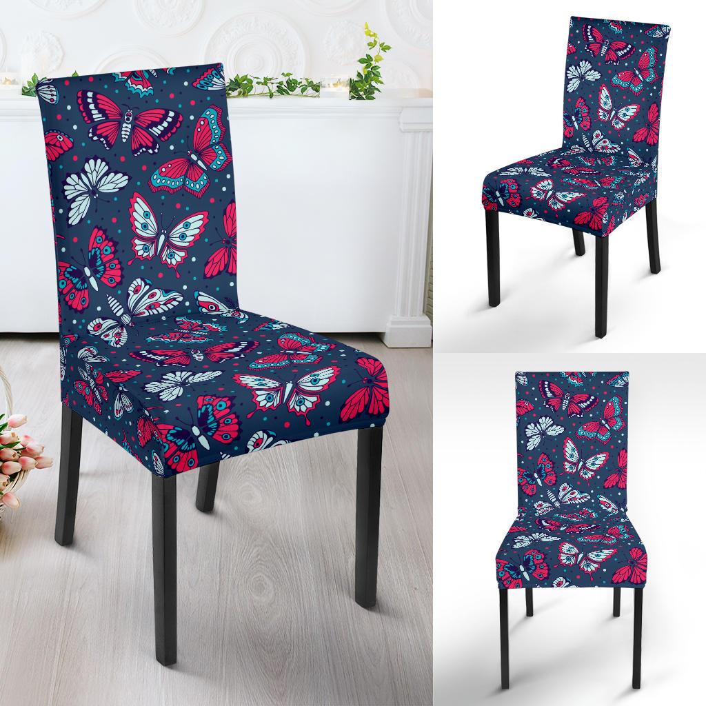Butterfly Red Deep Blue Print Pattern Dinning Chair Slipper-JTAMIGO.COM