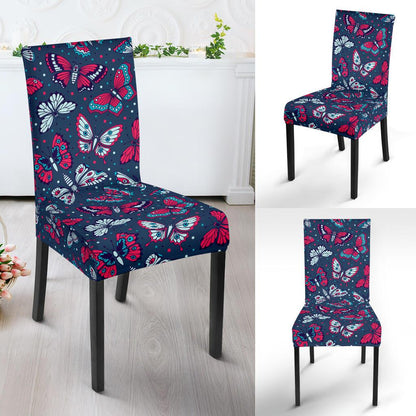 Butterfly Red Deep Blue Print Pattern Dinning Chair Slipper-JTAMIGO.COM