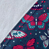 Butterfly Red Deep Blue Print Pattern Fleece Blanket