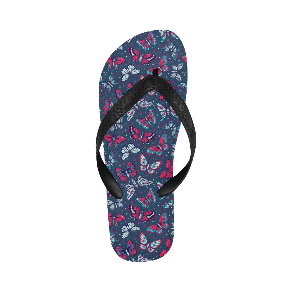 Butterfly Red Deep Blue Print Pattern Flip Flops-JTAMIGO.COM