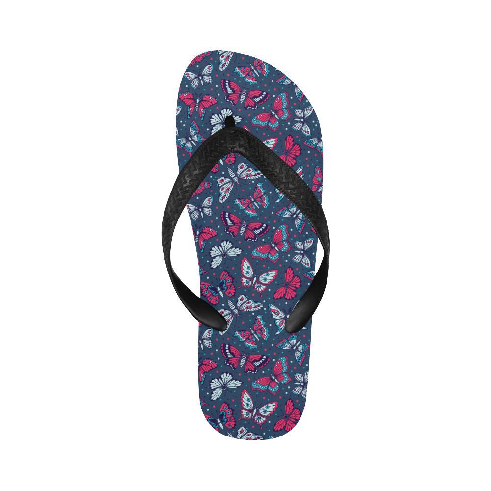Butterfly Red Deep Blue Print Pattern Flip Flops-JTAMIGO.COM