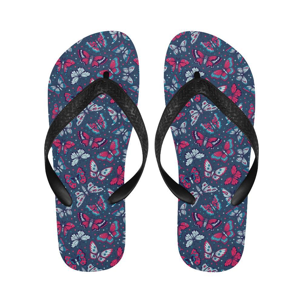 Butterfly Red Deep Blue Print Pattern Flip Flops-JTAMIGO.COM