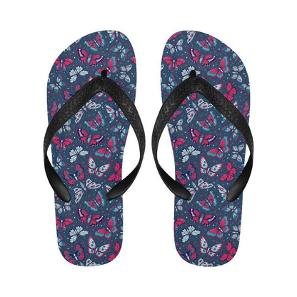 Butterfly Red Deep Blue Print Pattern Flip Flops-JTAMIGO.COM