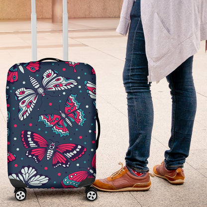 Butterfly Red Deep Blue Print Pattern Luggage Cover Protector