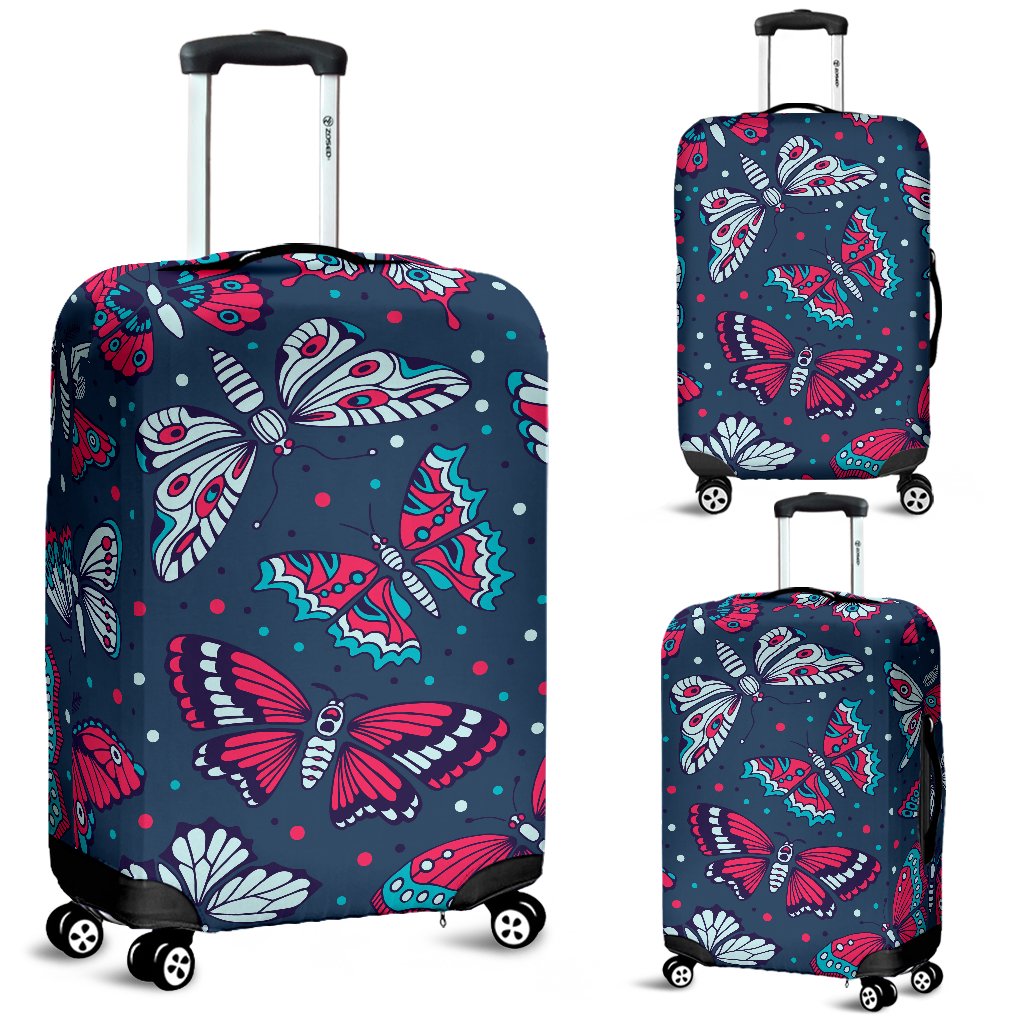 Butterfly Red Deep Blue Print Pattern Luggage Cover Protector