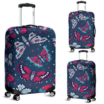 Butterfly Red Deep Blue Print Pattern Luggage Cover Protector