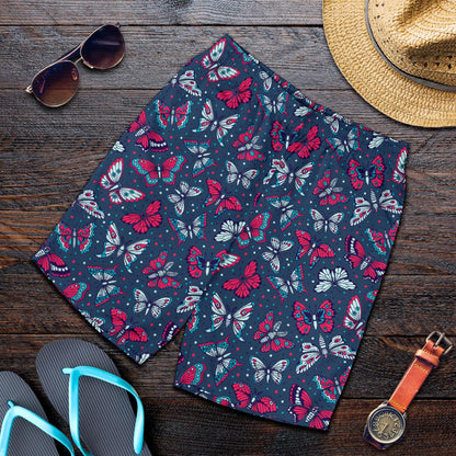 Butterfly Red Deep Blue Print Pattern Mens Shorts-JTAMIGO.COM