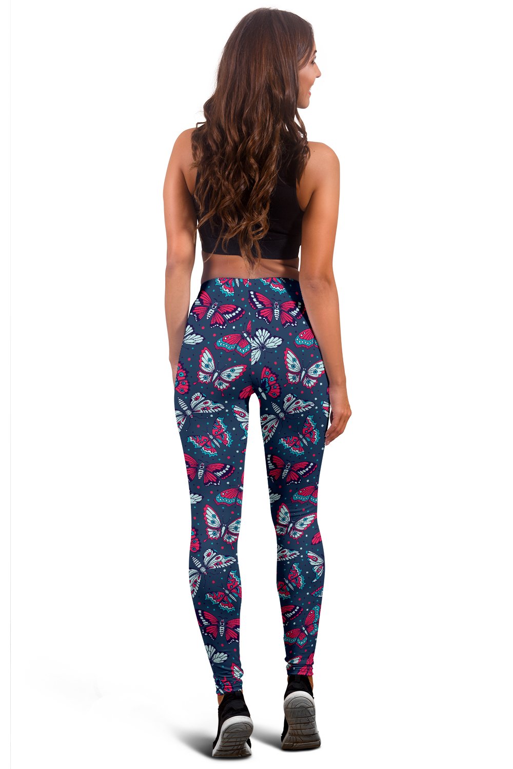Butterfly Red Deep Blue Print Pattern Women Leggings