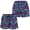 Butterfly Red Deep Blue Print Pattern Women Shorts-JTAMIGO.COM