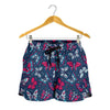 Butterfly Red Deep Blue Print Pattern Women Shorts-JTAMIGO.COM