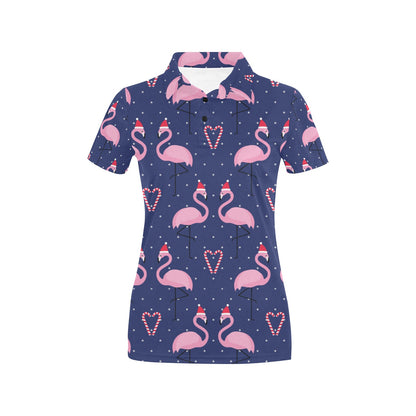 Flamingo Christmas Women's Polo Shirt
