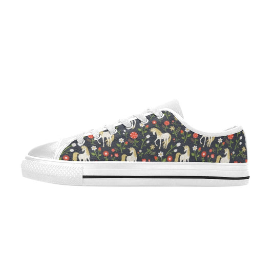 Unicorn Print Design LKS301 Women's White Low Top Shoes