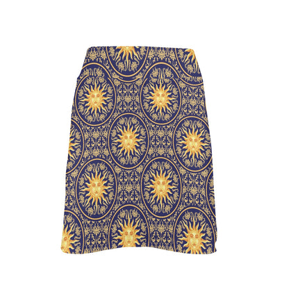 Celestial Gold Sun Face 17" Golf & Pickleball Skort with Pockets
