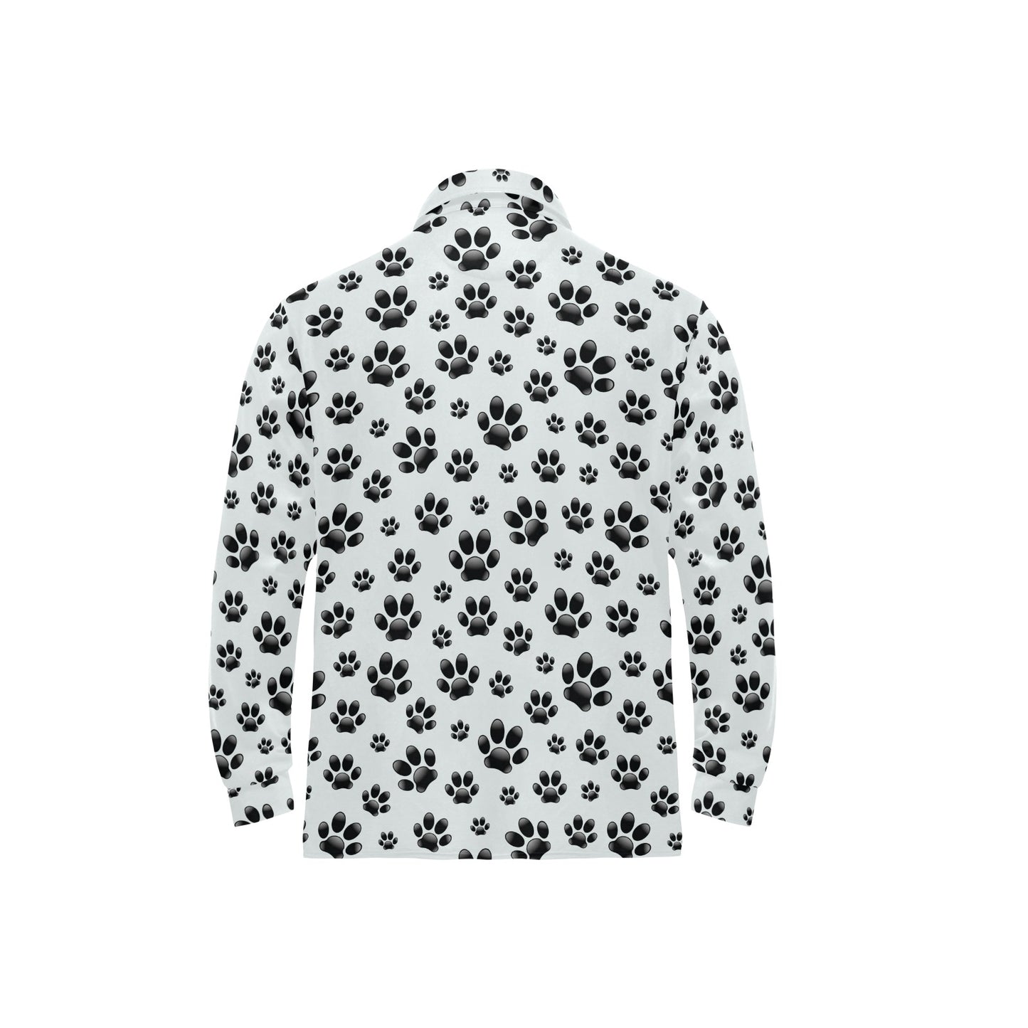 Paw Themed Print Long Sleeve Polo Shirt For Men's