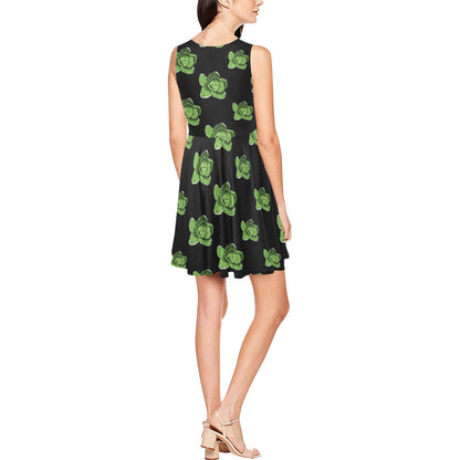 Cabbage Pattern Print Design 03 Sleeveless Dress