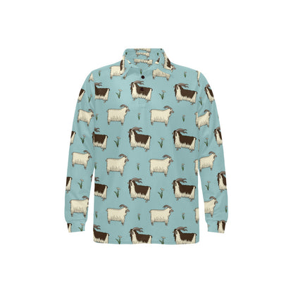 Goat Pattern Print Design 02 Long Sleeve Polo Shirt For Men's