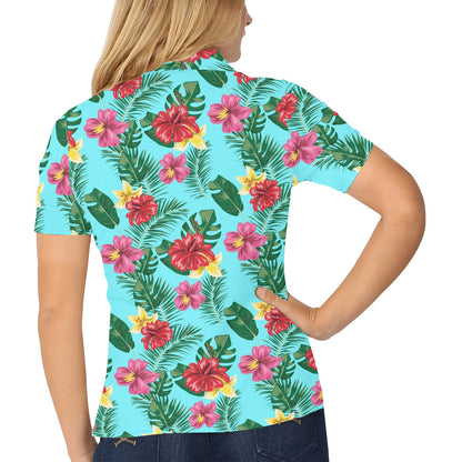 Hibiscus Hawaiian Flower Women's Polo Shirt