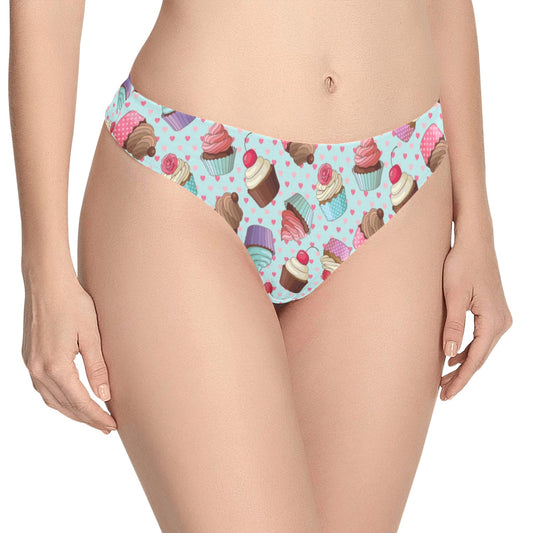 Cupcakes Fancy Heart Print Pattern Women's Thongs