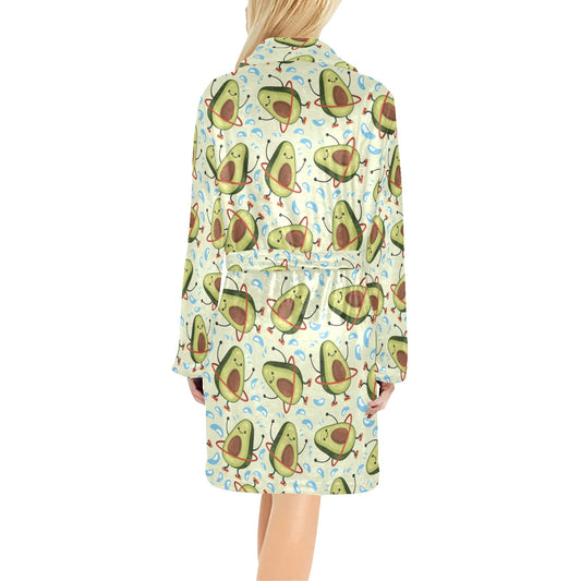 Avocado Pattern Print Design AC02 Women's Fleece Robe