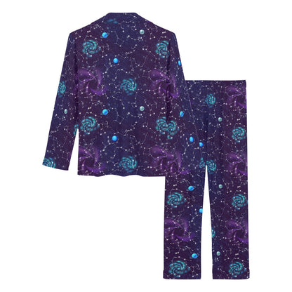 Zodiac Galaxy Design Print Women's Long Pajama Set