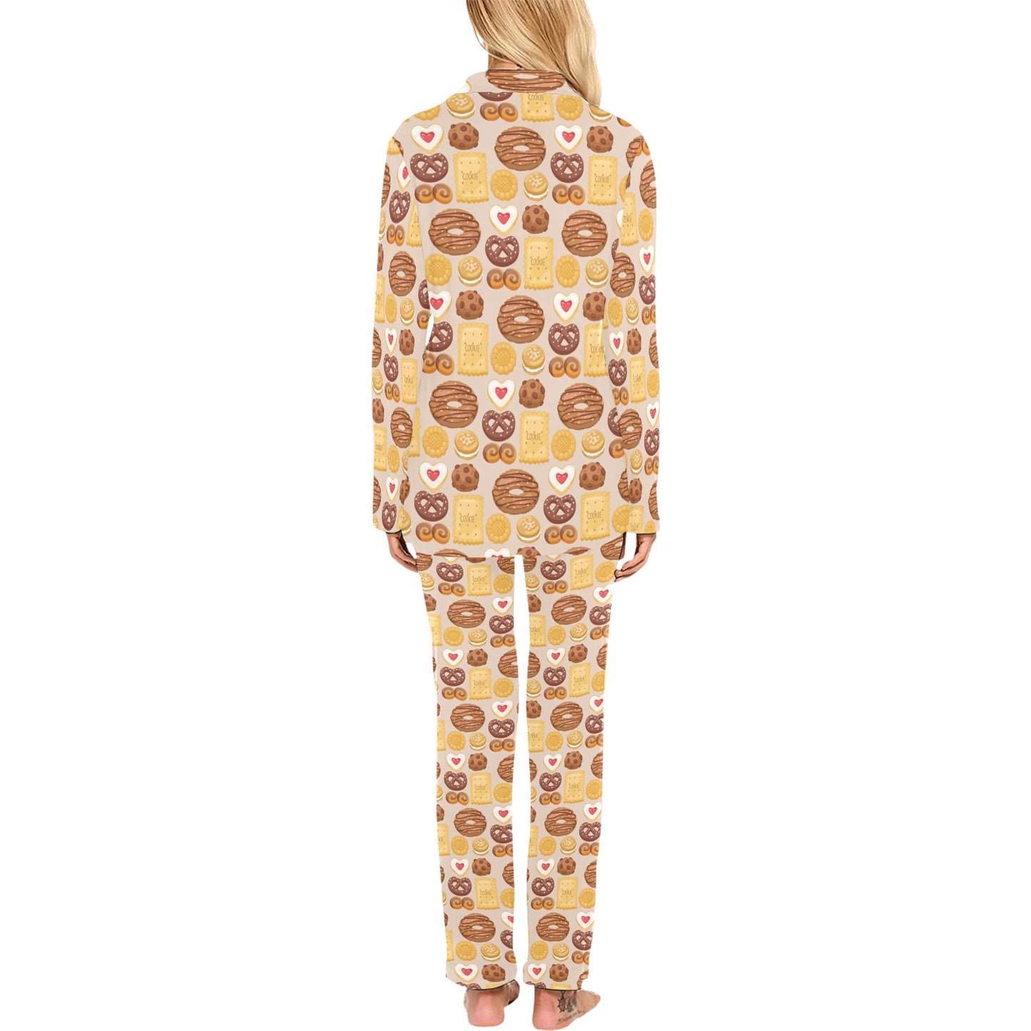 Cookie Pattern Print Design 02 Women's Long Pajama Set