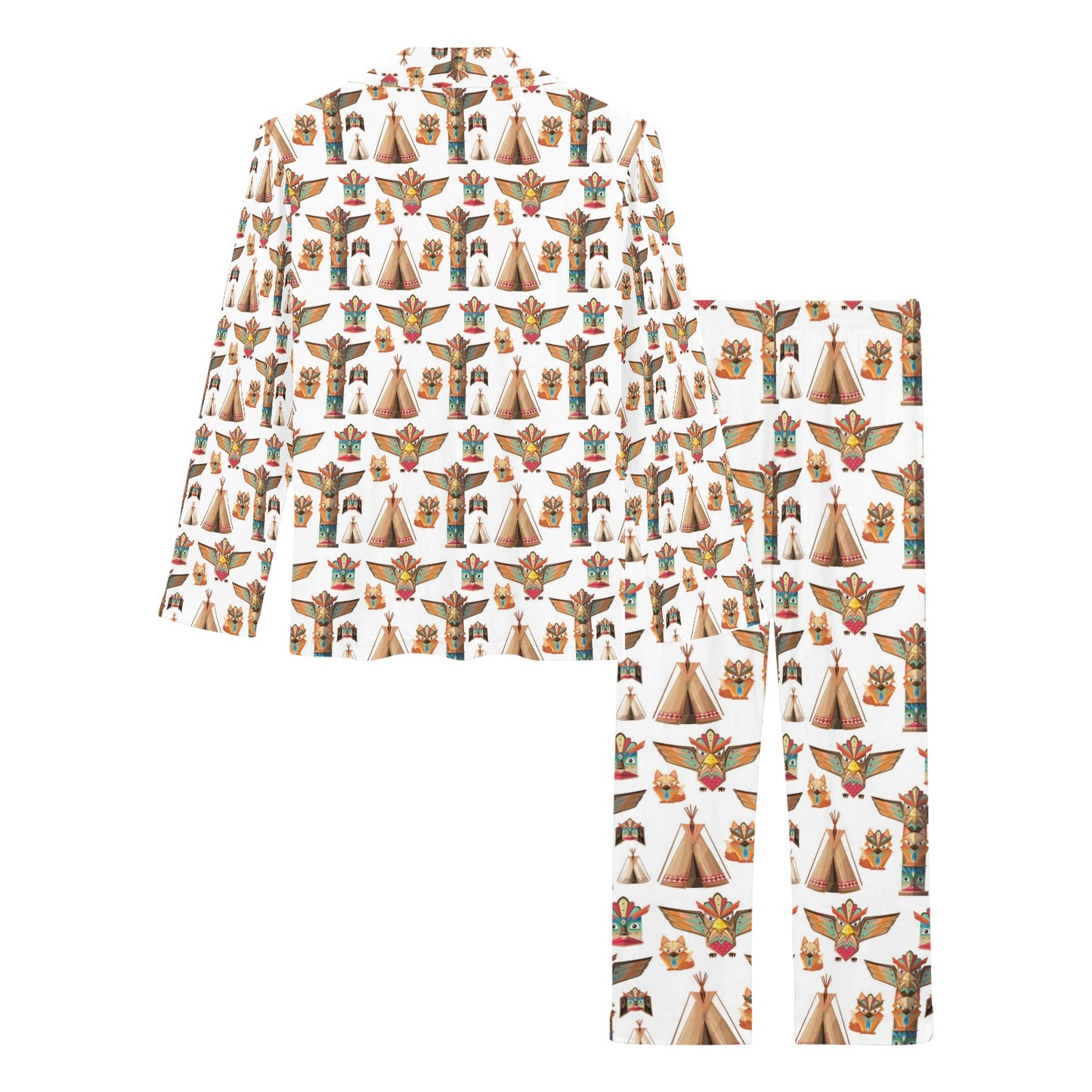 Totem Native Print Design LKS303 Women's Long Pajama Set