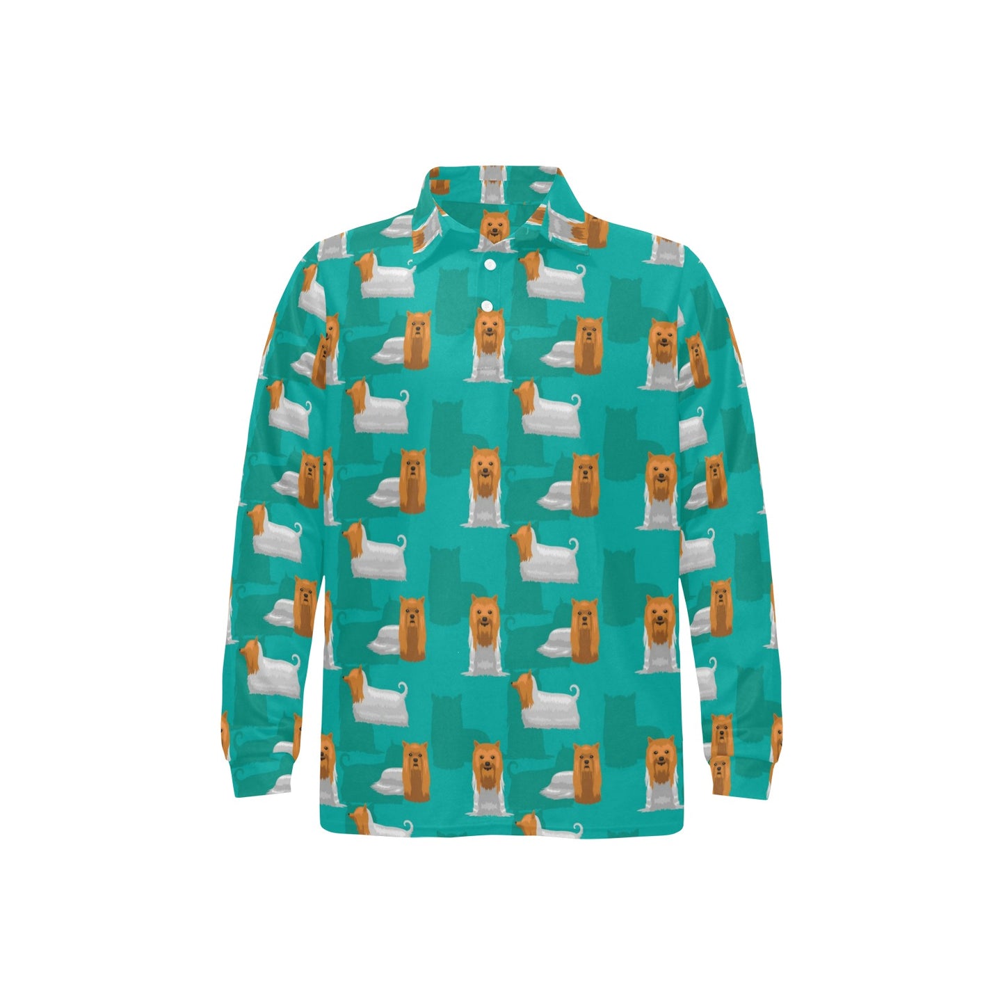 Silky Terriers Print Design LKS301 Long Sleeve Polo Shirt For Men's