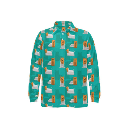 Silky Terriers Print Design LKS301 Long Sleeve Polo Shirt For Men's