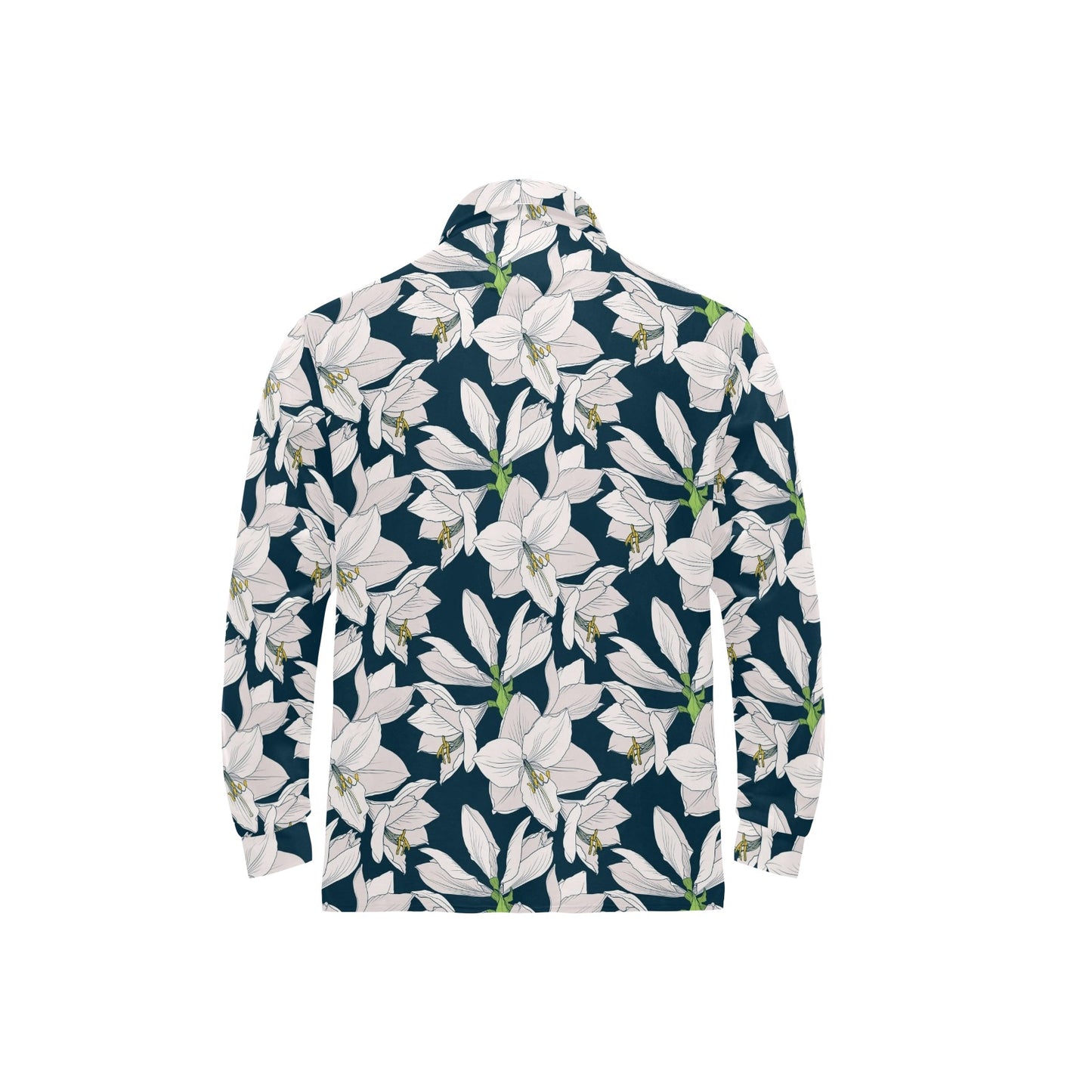 Amaryllis Pattern Print Design AL02 Long Sleeve Polo Shirt For Men's