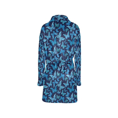Butterfly Pattern Print Design 03 Women's Fleece Robe